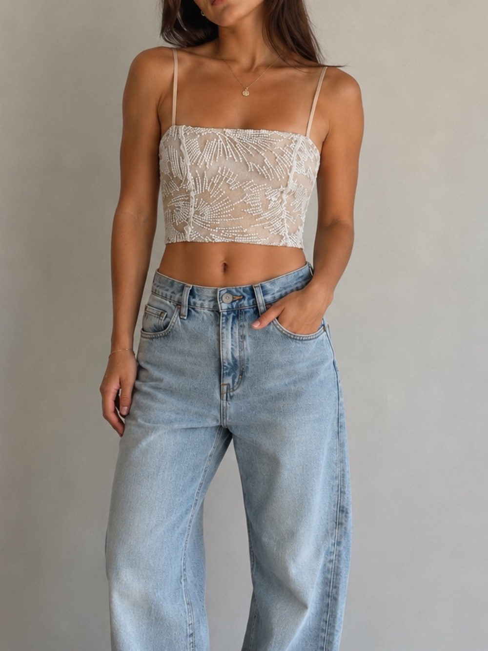 Boohoo Petite Embroidered Lace Bustier Crop Top | Coquette Corset Going Out Top
